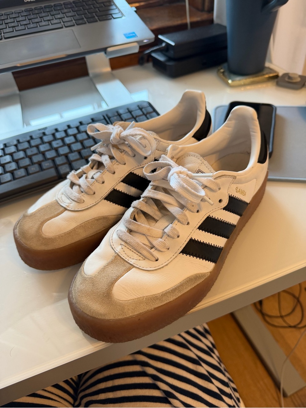 adidas Samba Platform Sneakers in White, Black, Brown